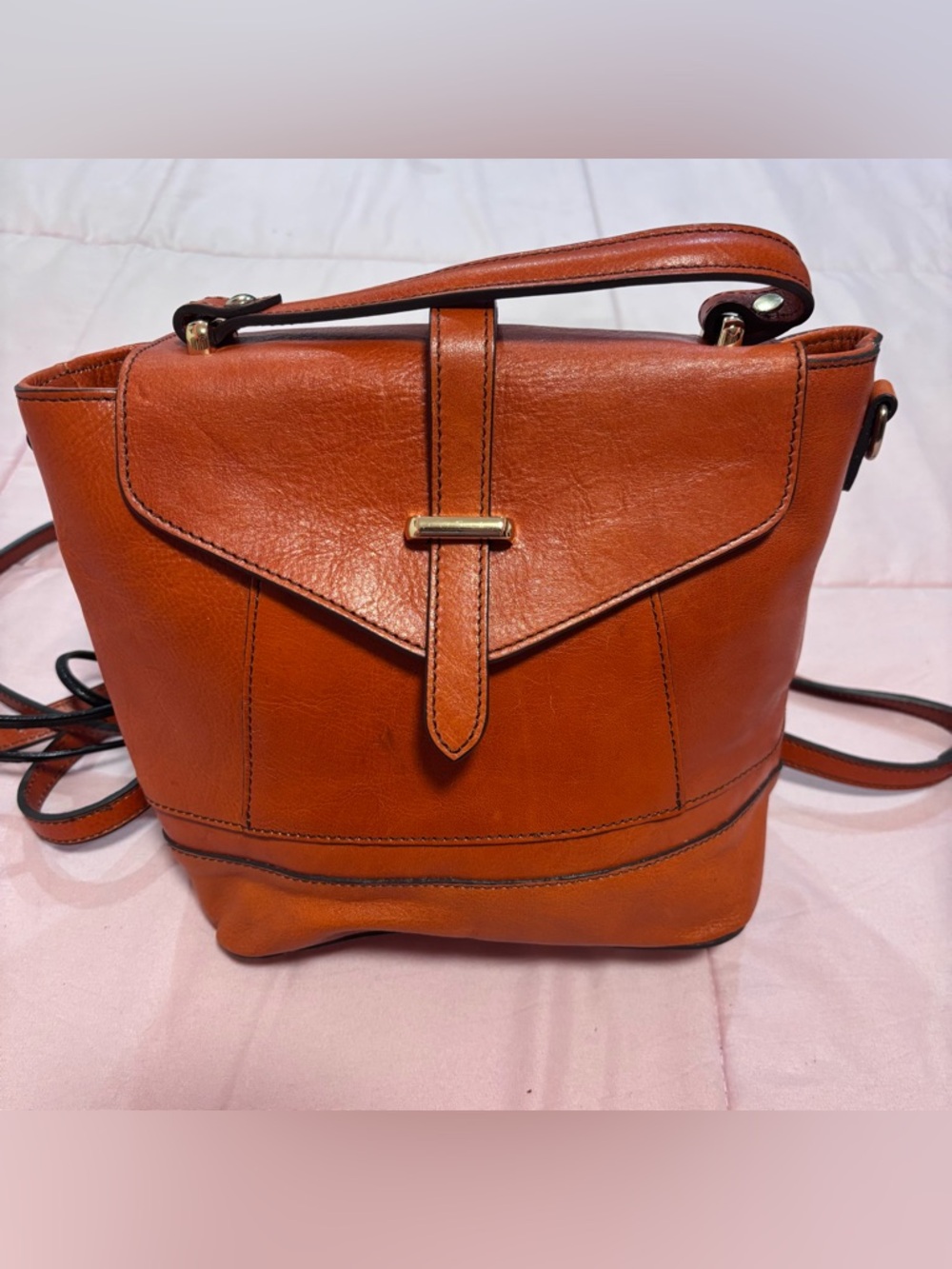 Divina Firenze Italian
Orange Leather Backpack